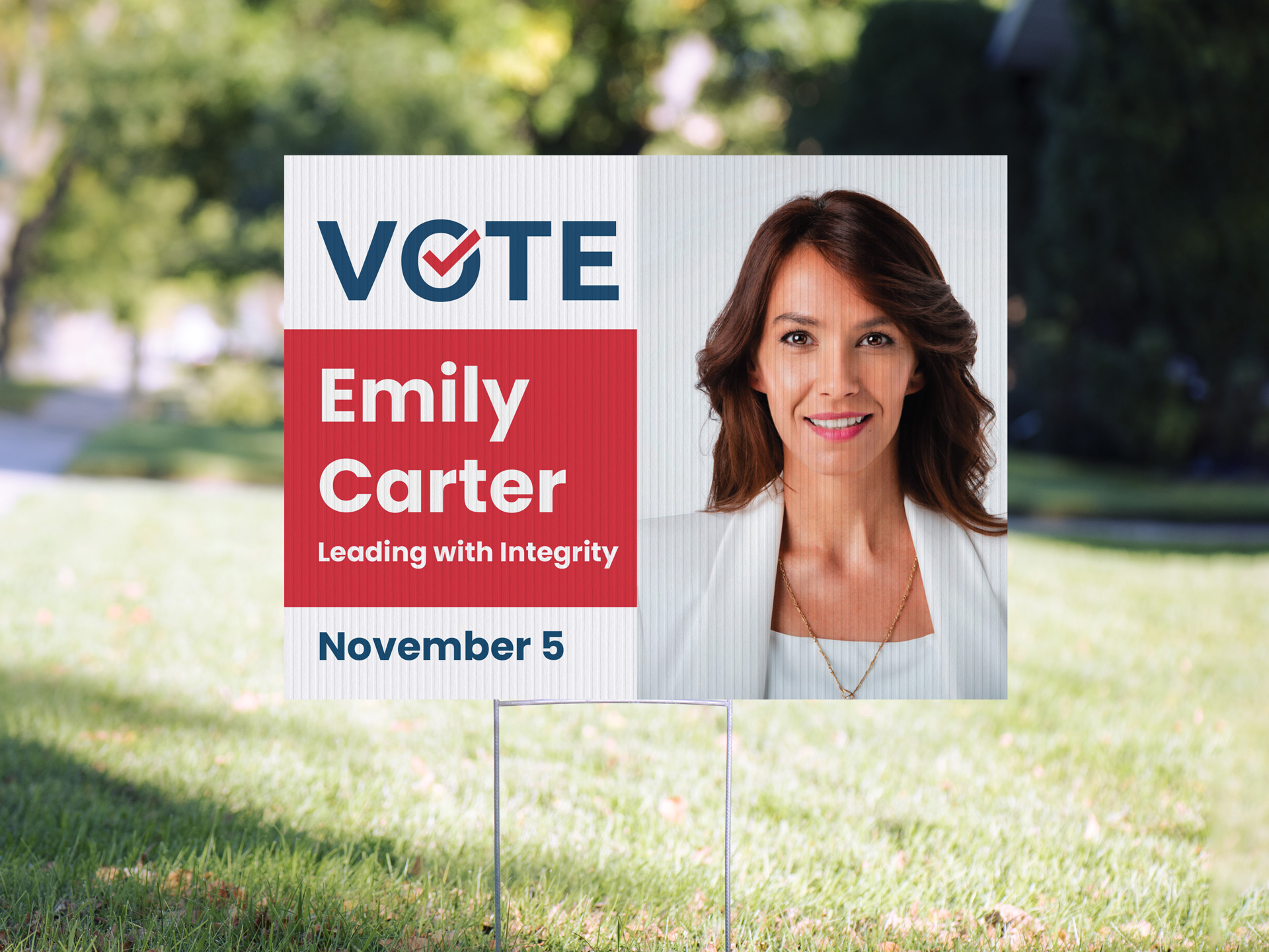 custom campaign yard sign featuring candidate photo