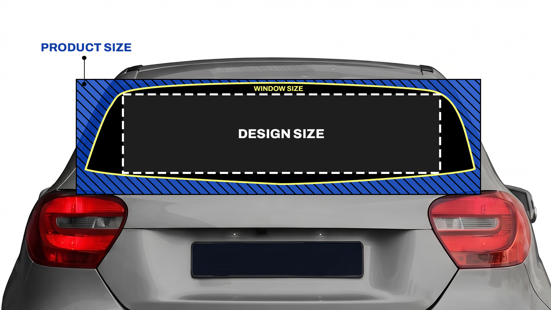 Auto back window decal size choosing chart.