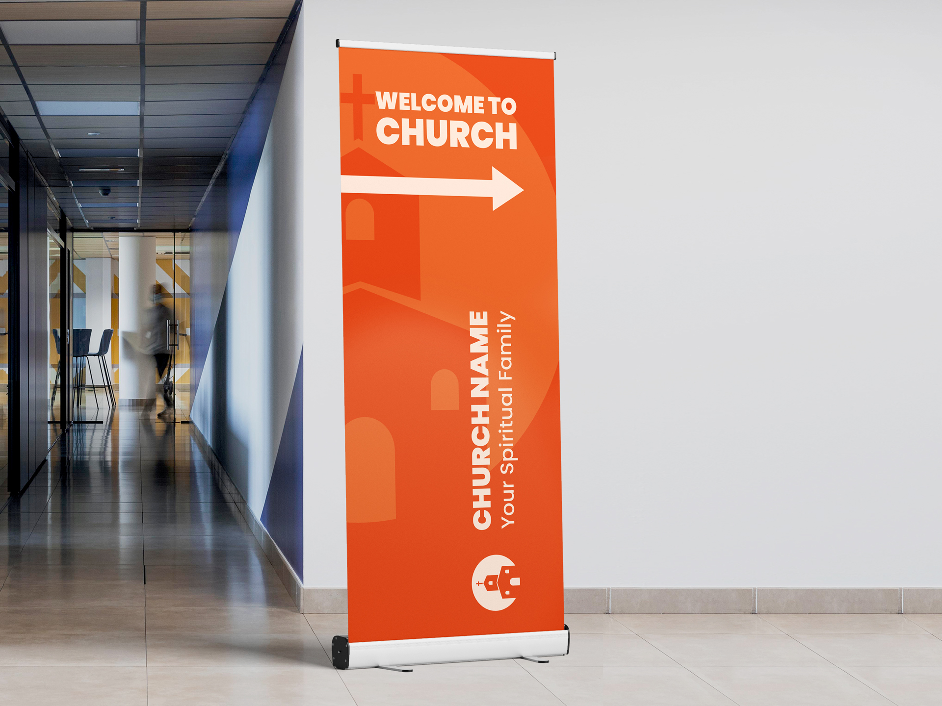 Welcome to Church retractable banner installed at the lobby.