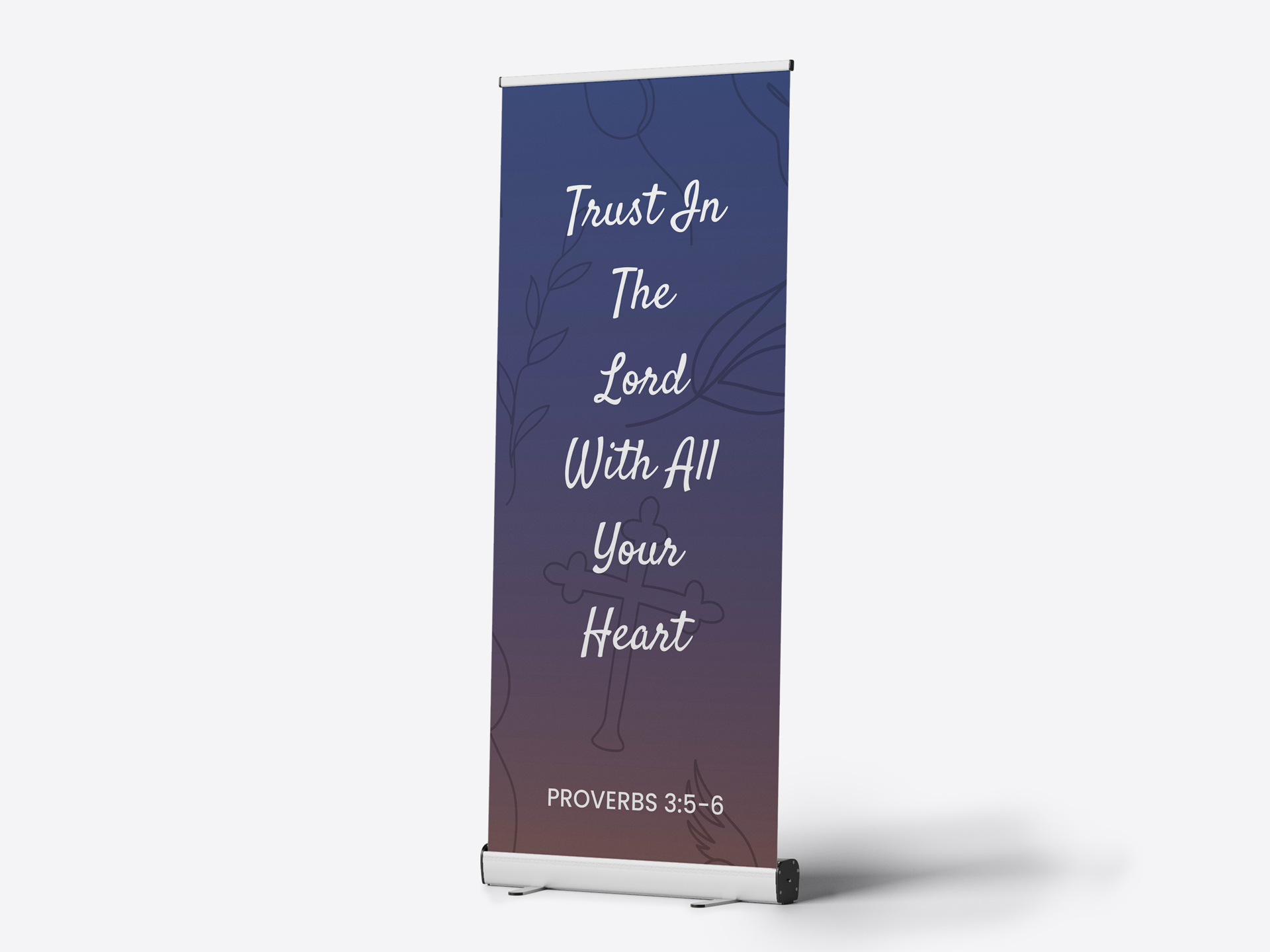 Sleek church retractable banner with an inspiring message calling for faith.