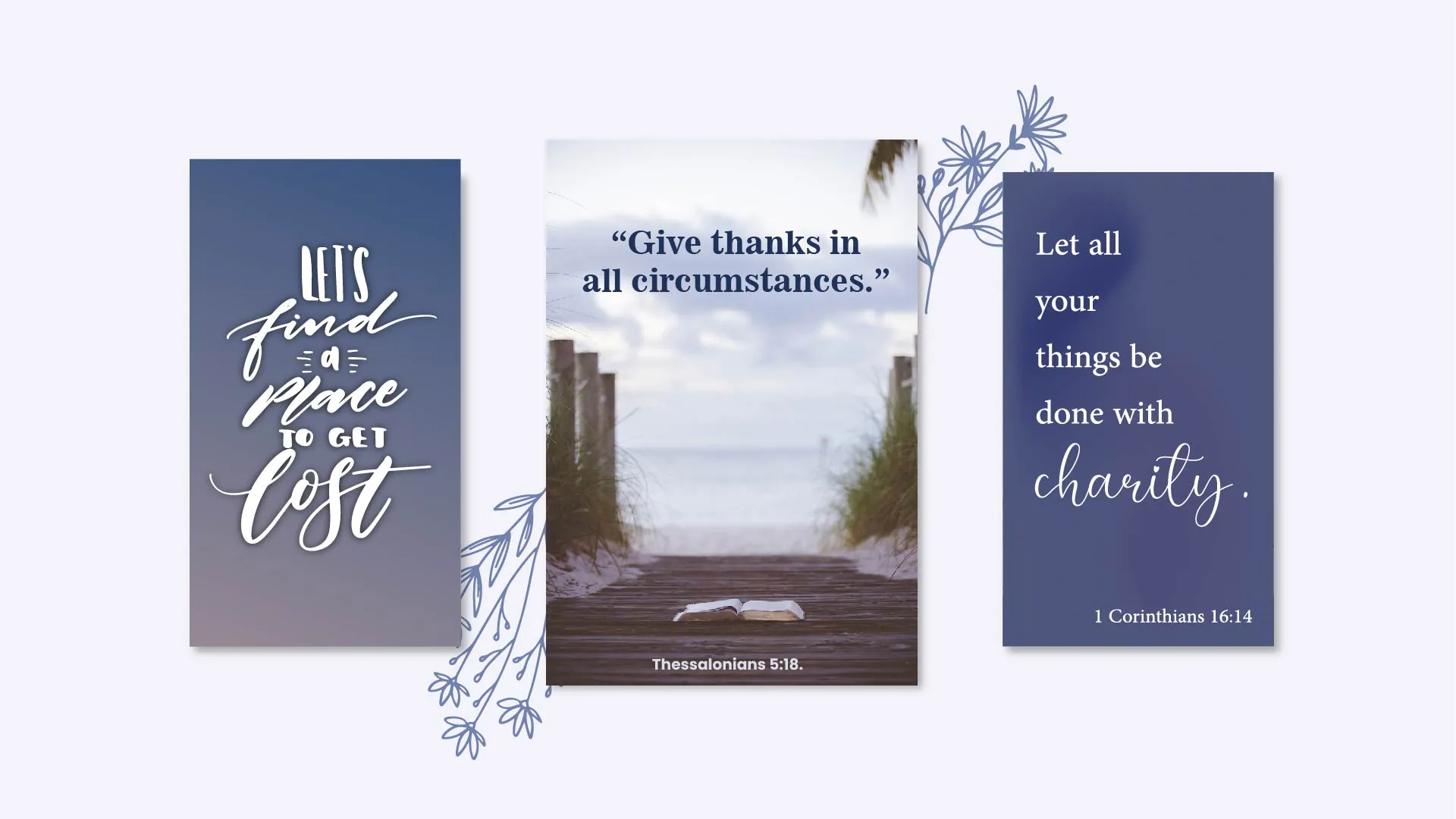 Church signs with Bible quotes about gratitude, peace and charity