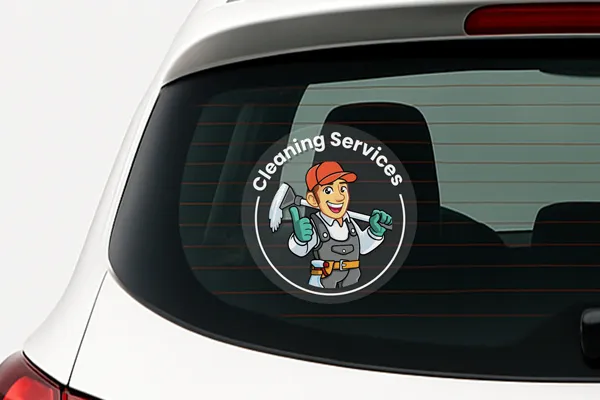 Cleaning services clear car decal on back window.