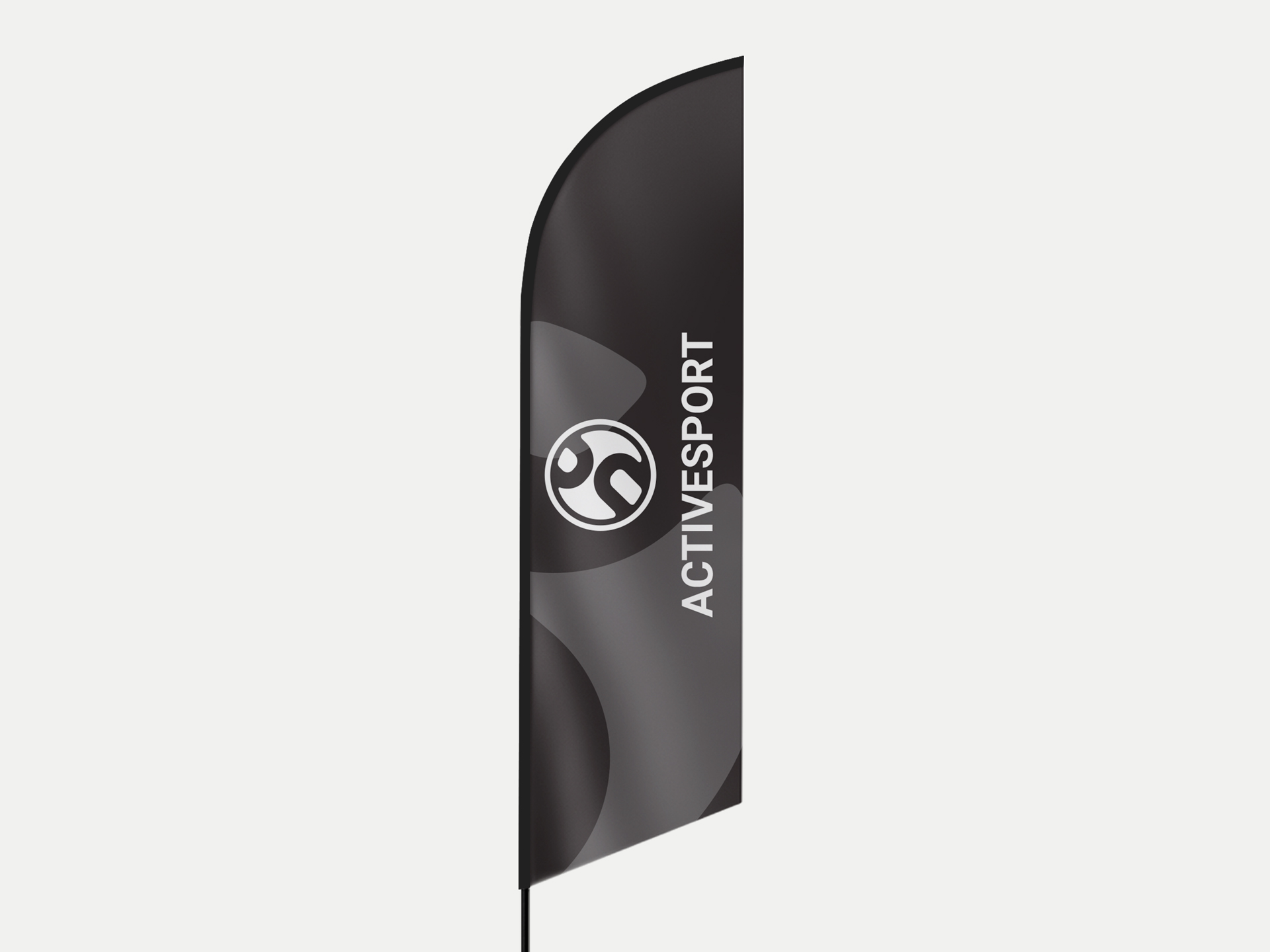 black feather flag displaying a sports brand logo