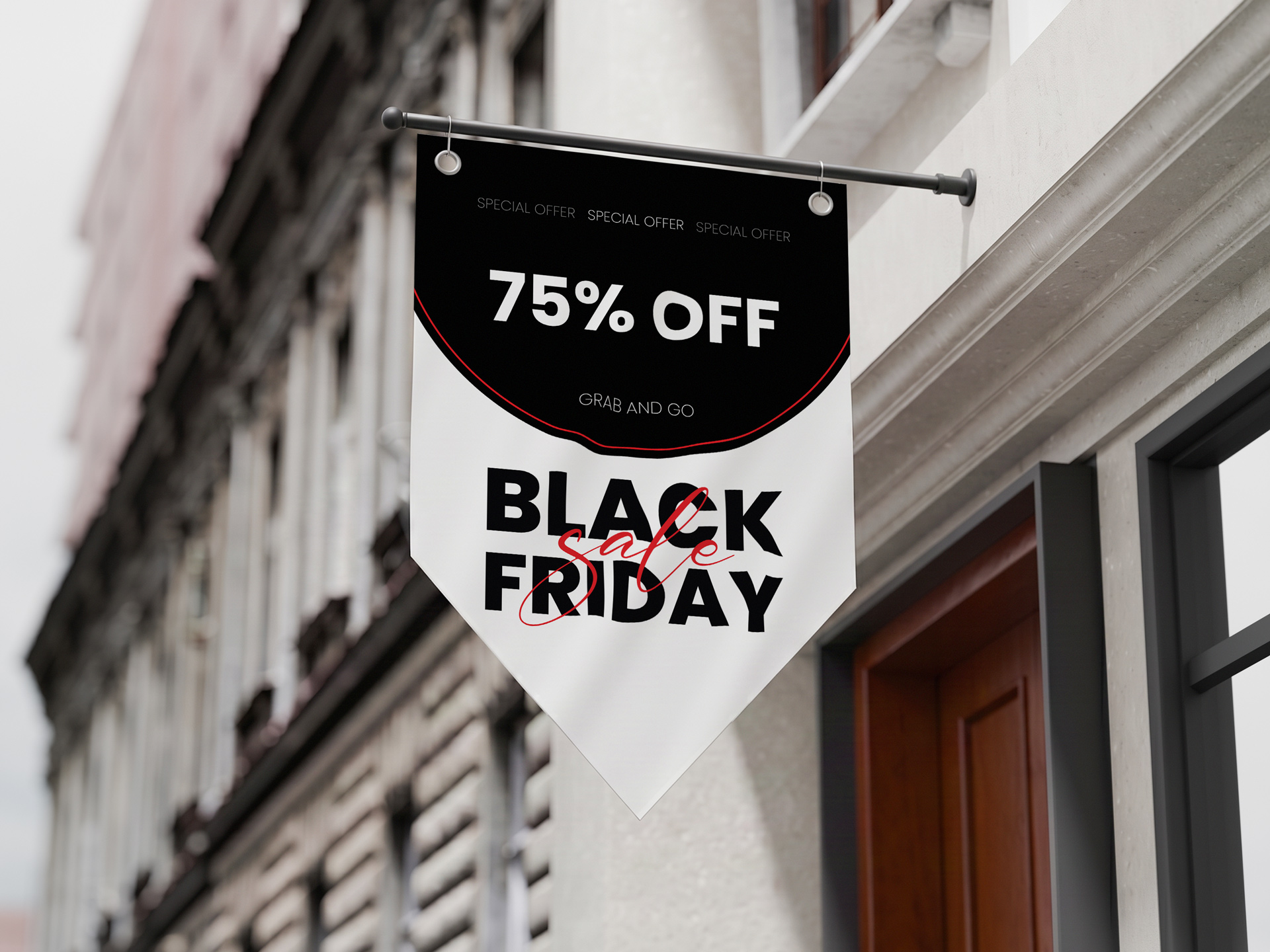 promotional pennant banner advertising Flack Friday sales