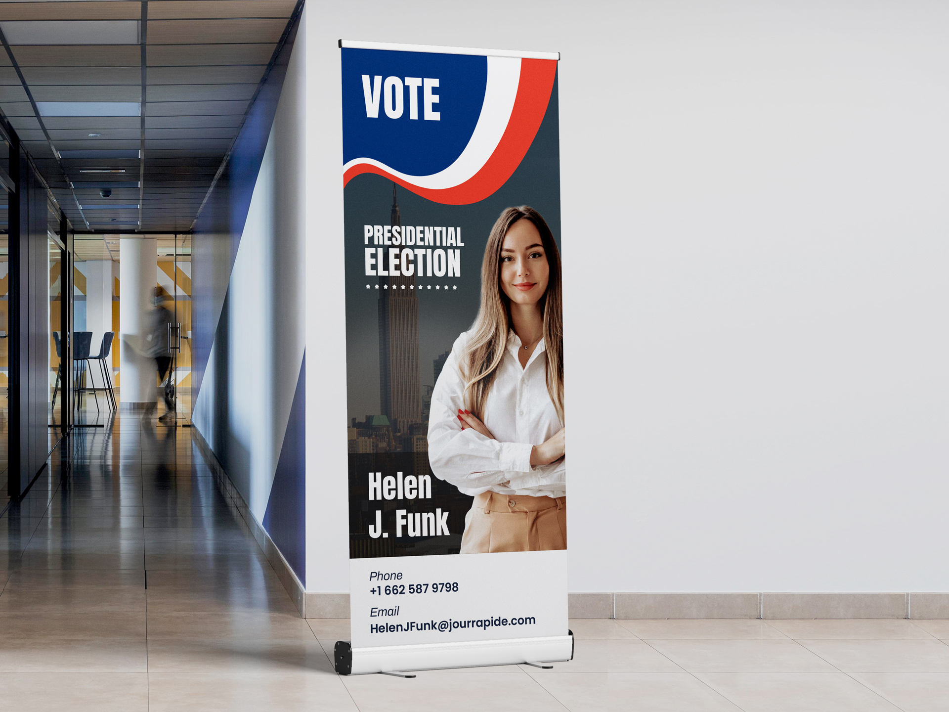 personalized retractable banner featuring presidential candidate photo