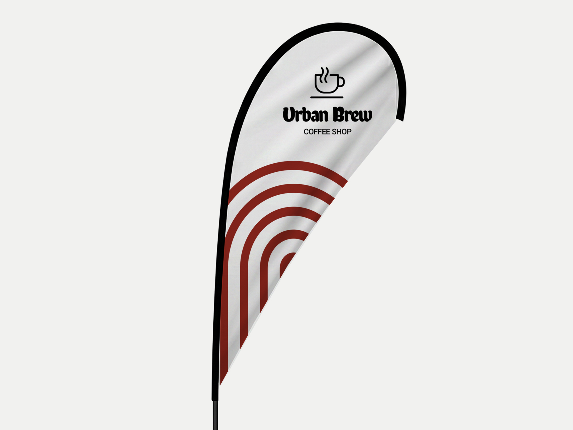 custom advertising flag for a coffee shop