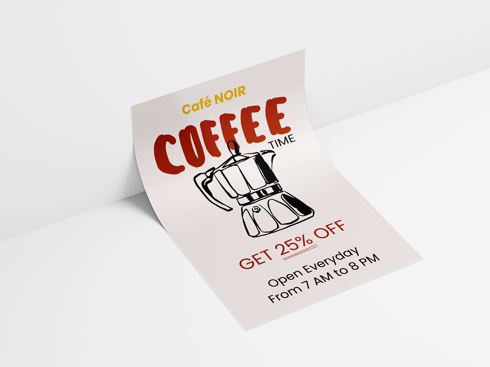 Custom styrene café promotional poster