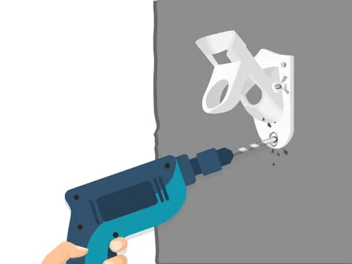 electric drilling into wall to install wall bracket 