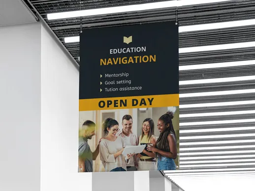 navigational business banner for an open day event at an educational institution