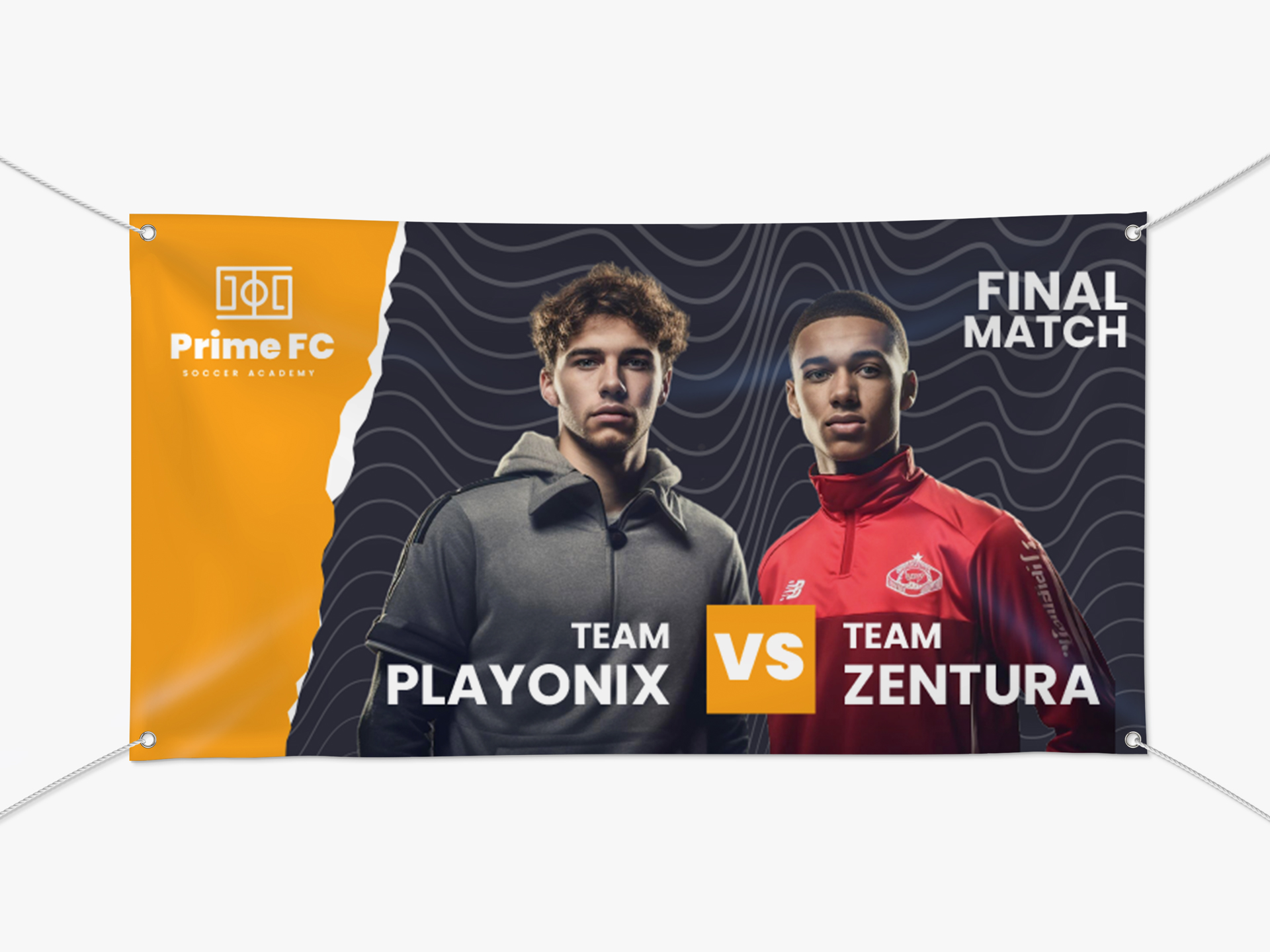 Sports banner announcing Final Match between two teams.