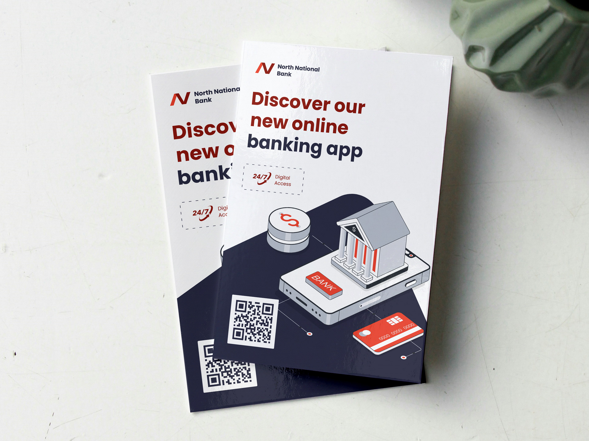 Custom marketing flyers advertising a banking app