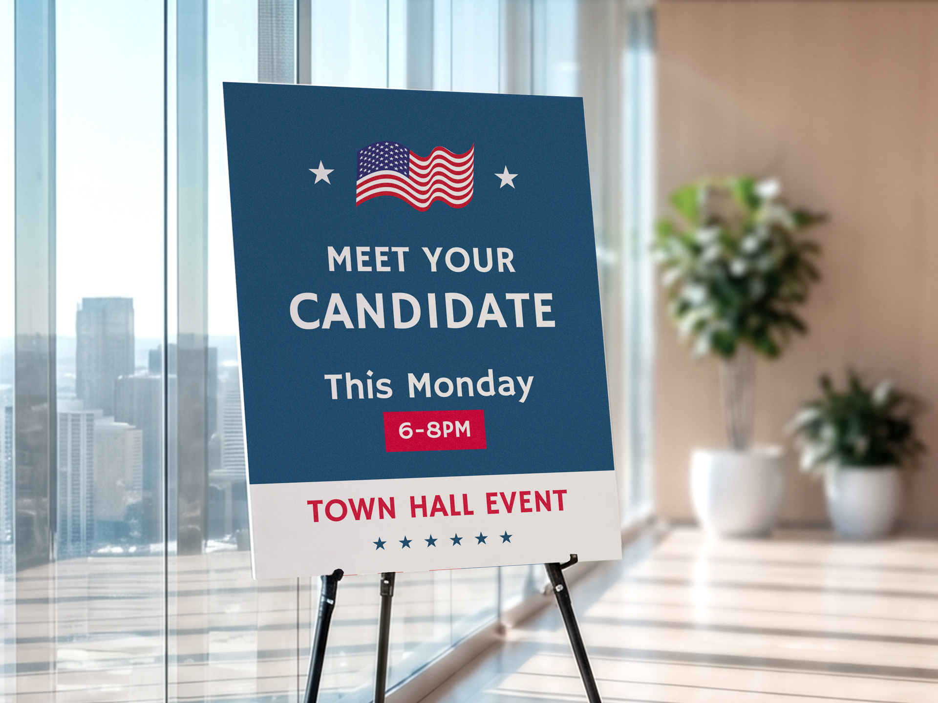 customized foam core sign advertising a political event