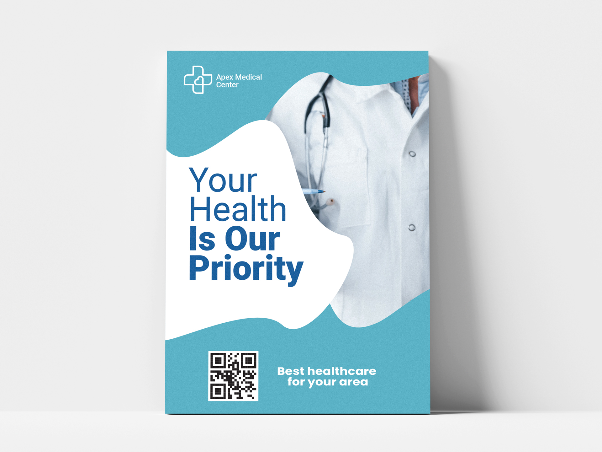 Foam board sign for medical clinic promoting healthcare services and patient care.