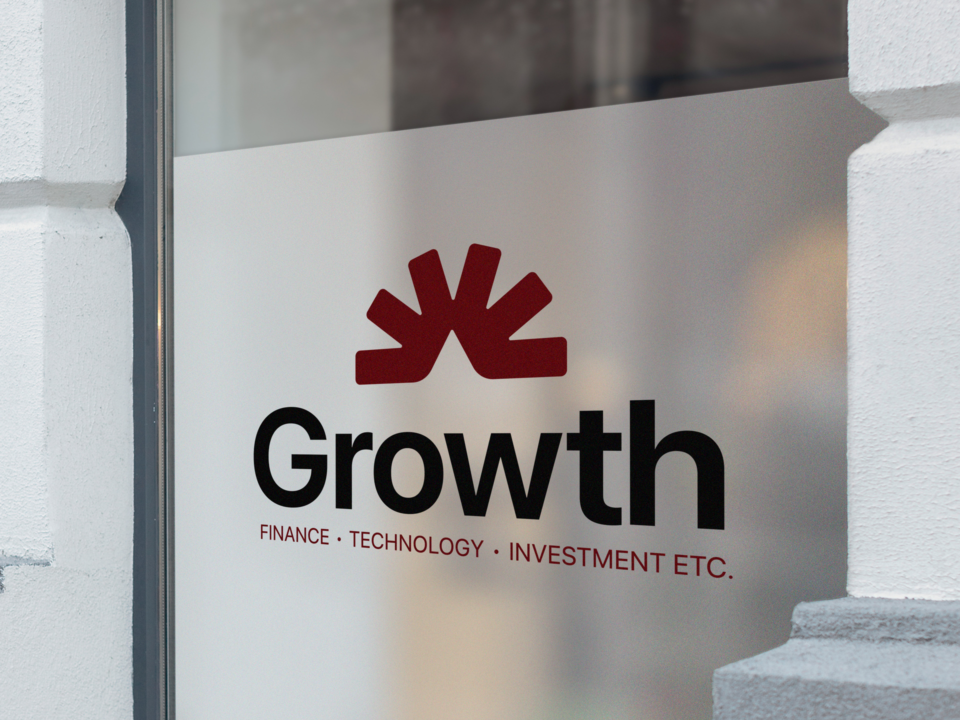A frosted window decal for a growth company already adhered to the window