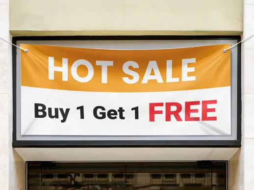 buy one get one free promotional business banner for special retial store offers