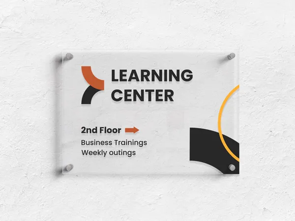 Learning center custom acrylic sign printing.