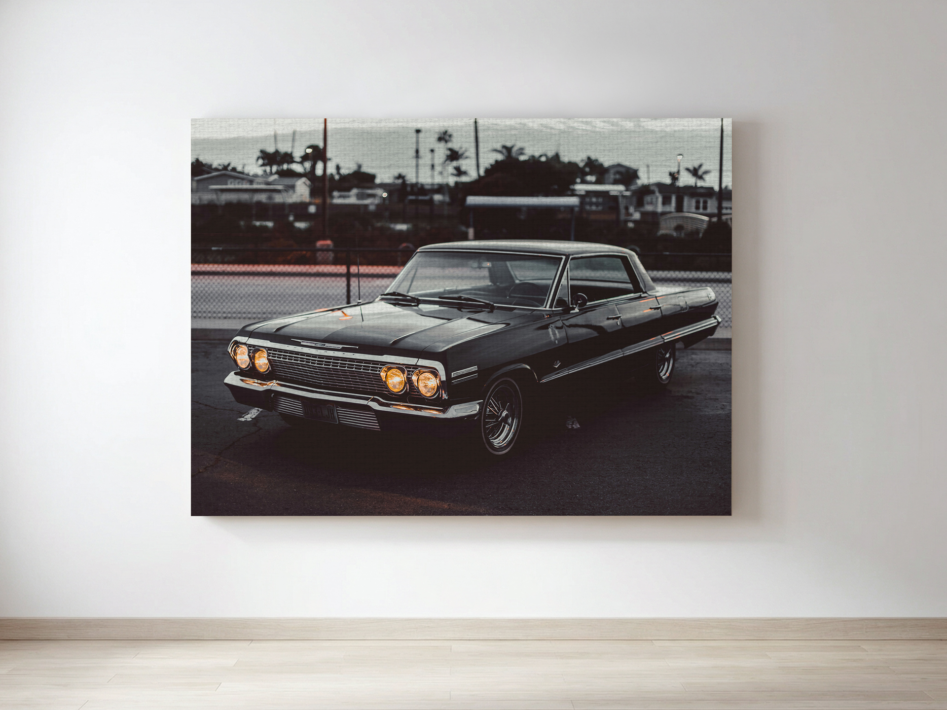 Large canvas print of a vintage muscle car