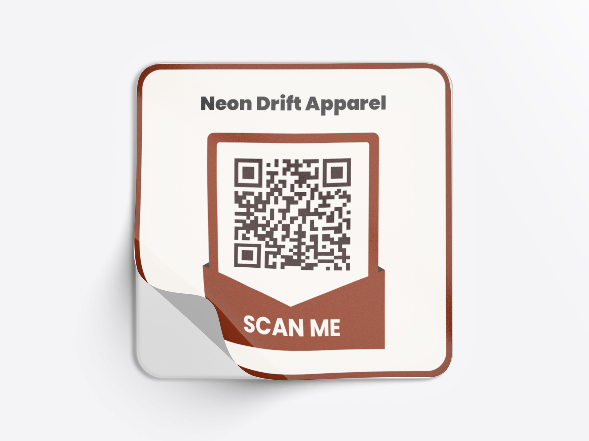 Retail backlit decal with QR code for apparel brand promotion.