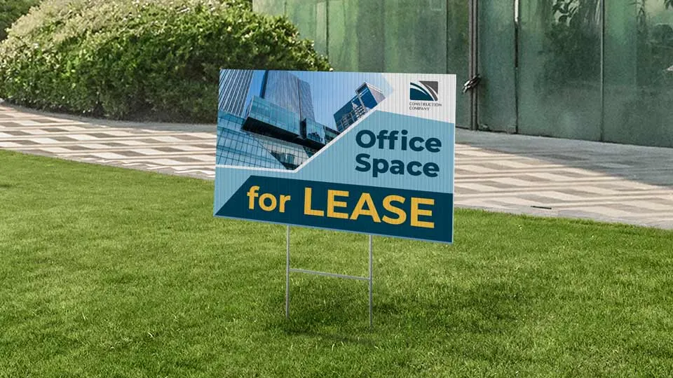 Office Space For Lease sign with the company's logo.
