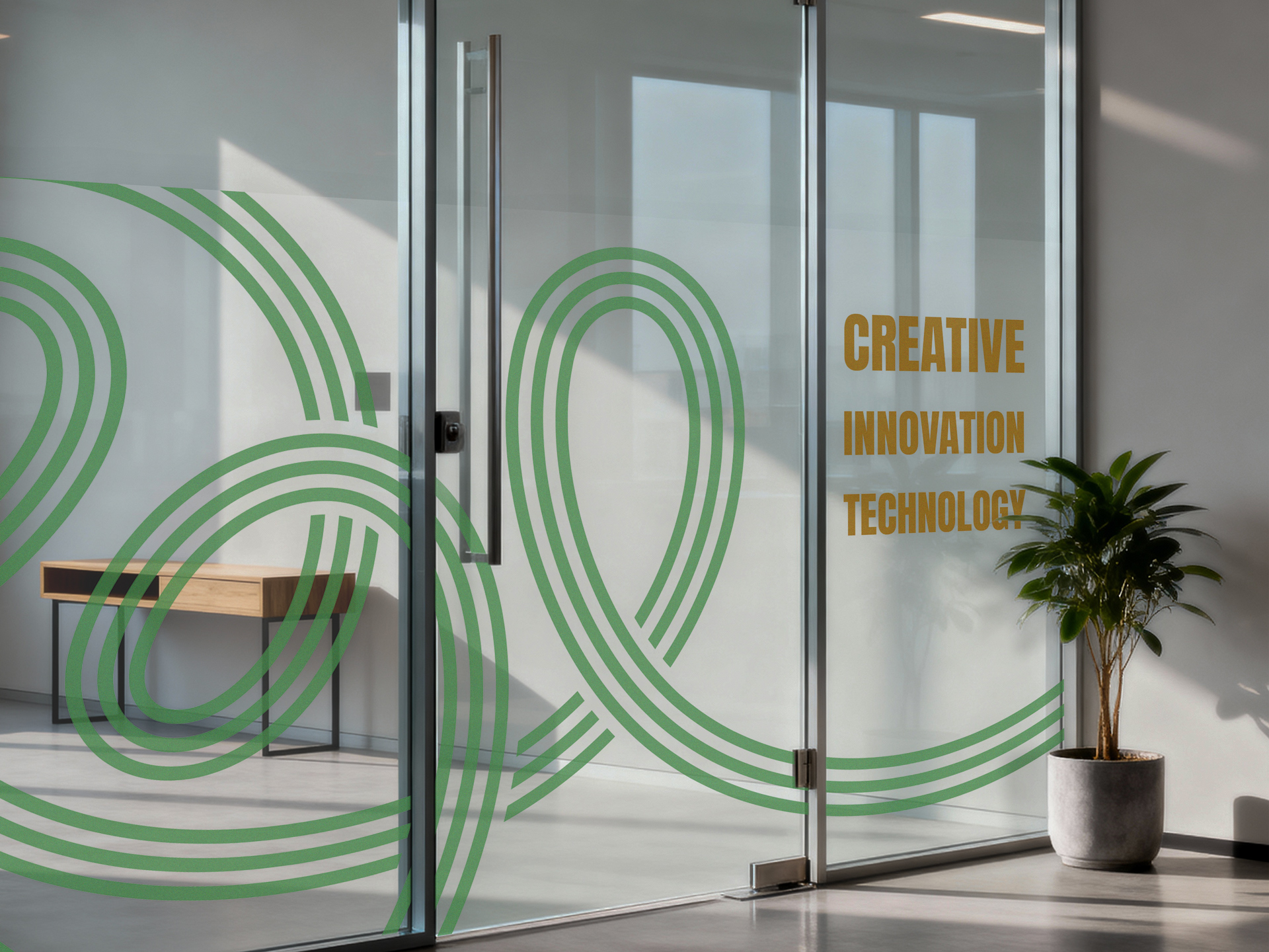 clear decal installed on an office window