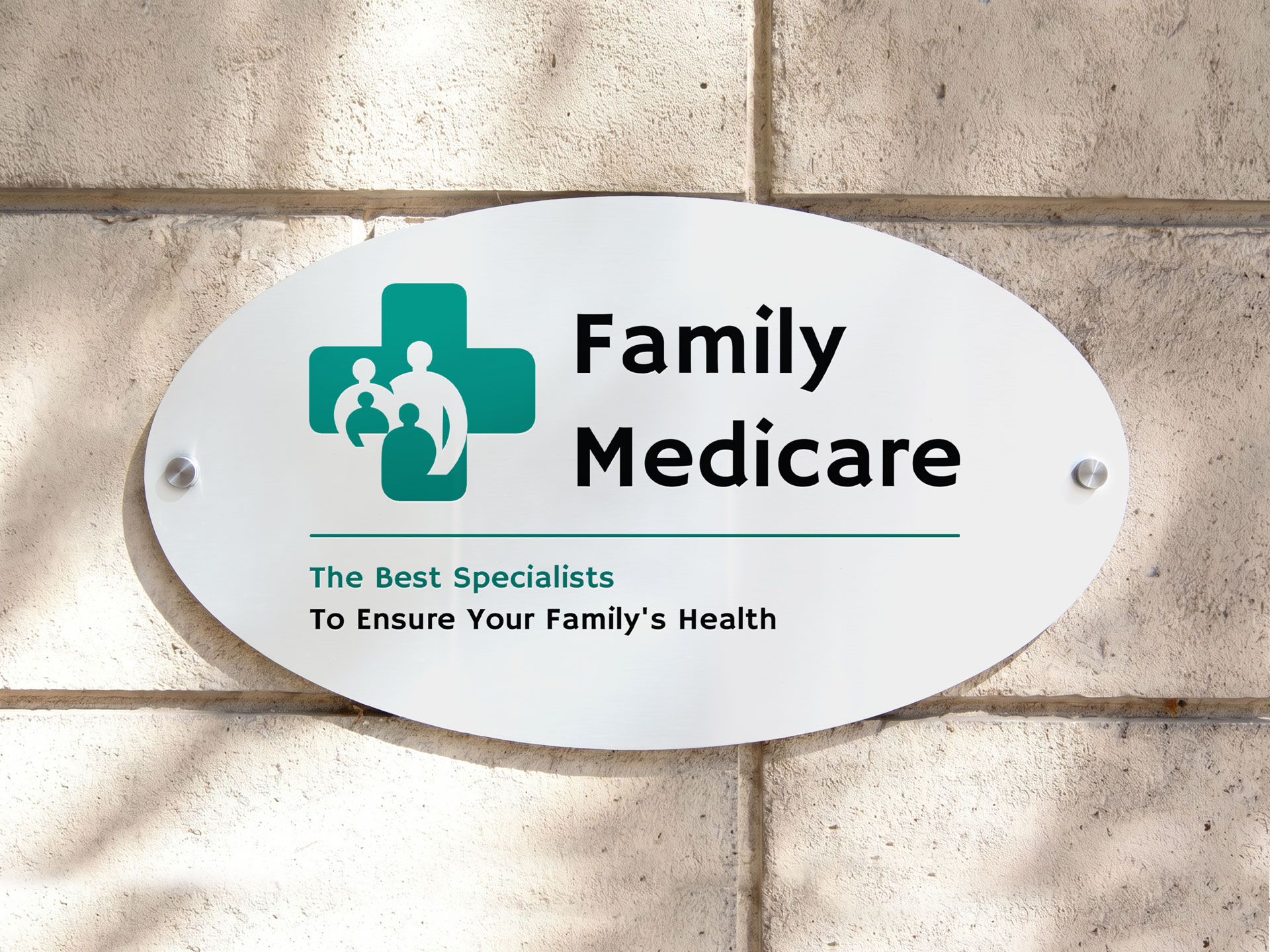 oval outdoor aluminum sign with medial center branding