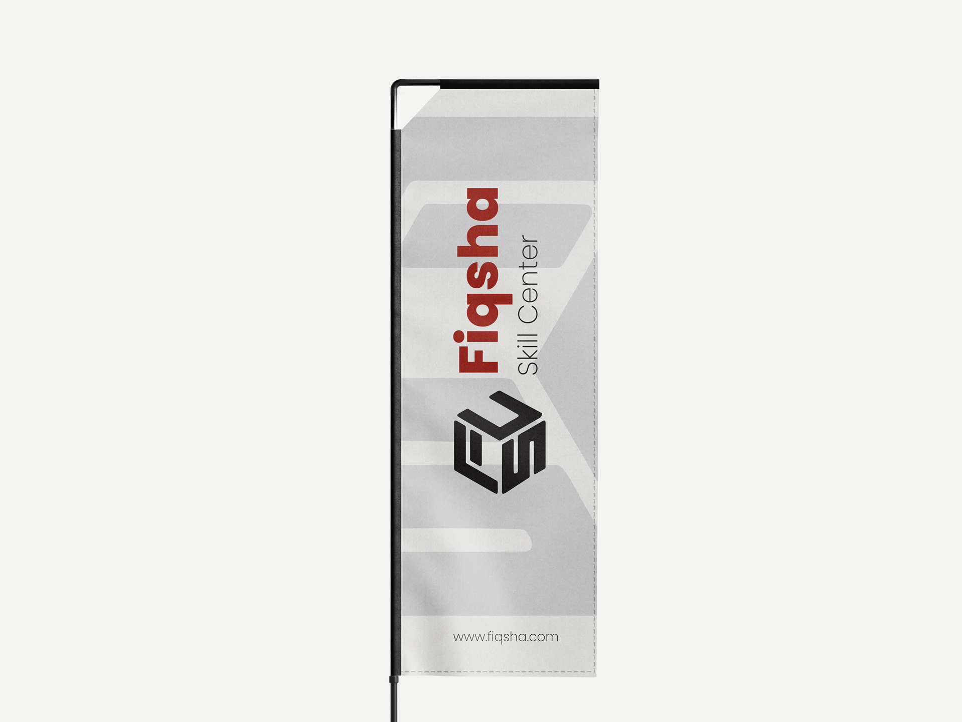 rectangle advertising flag with company logo and website