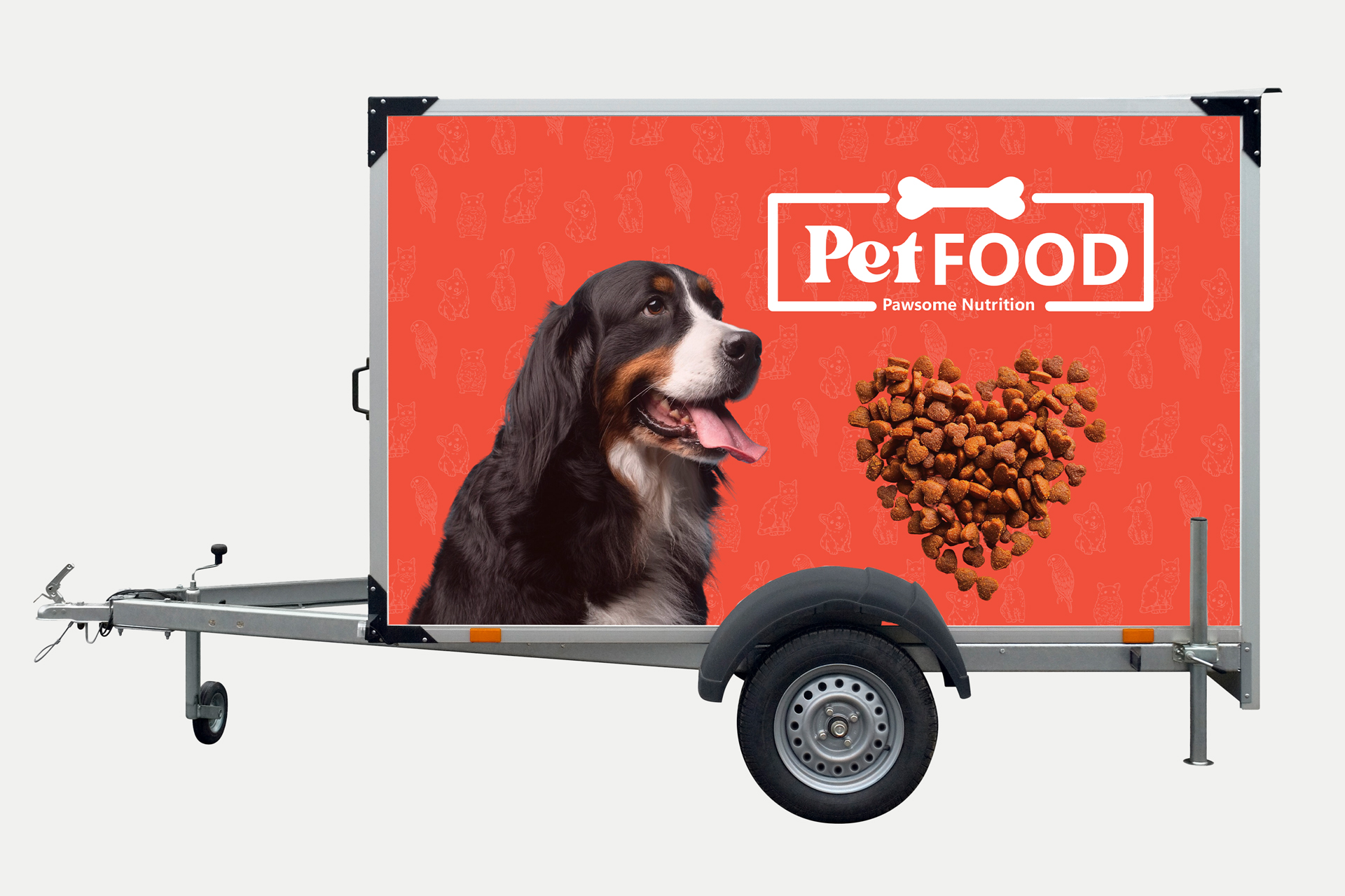 Trailer logo decal printed for a pet food company.