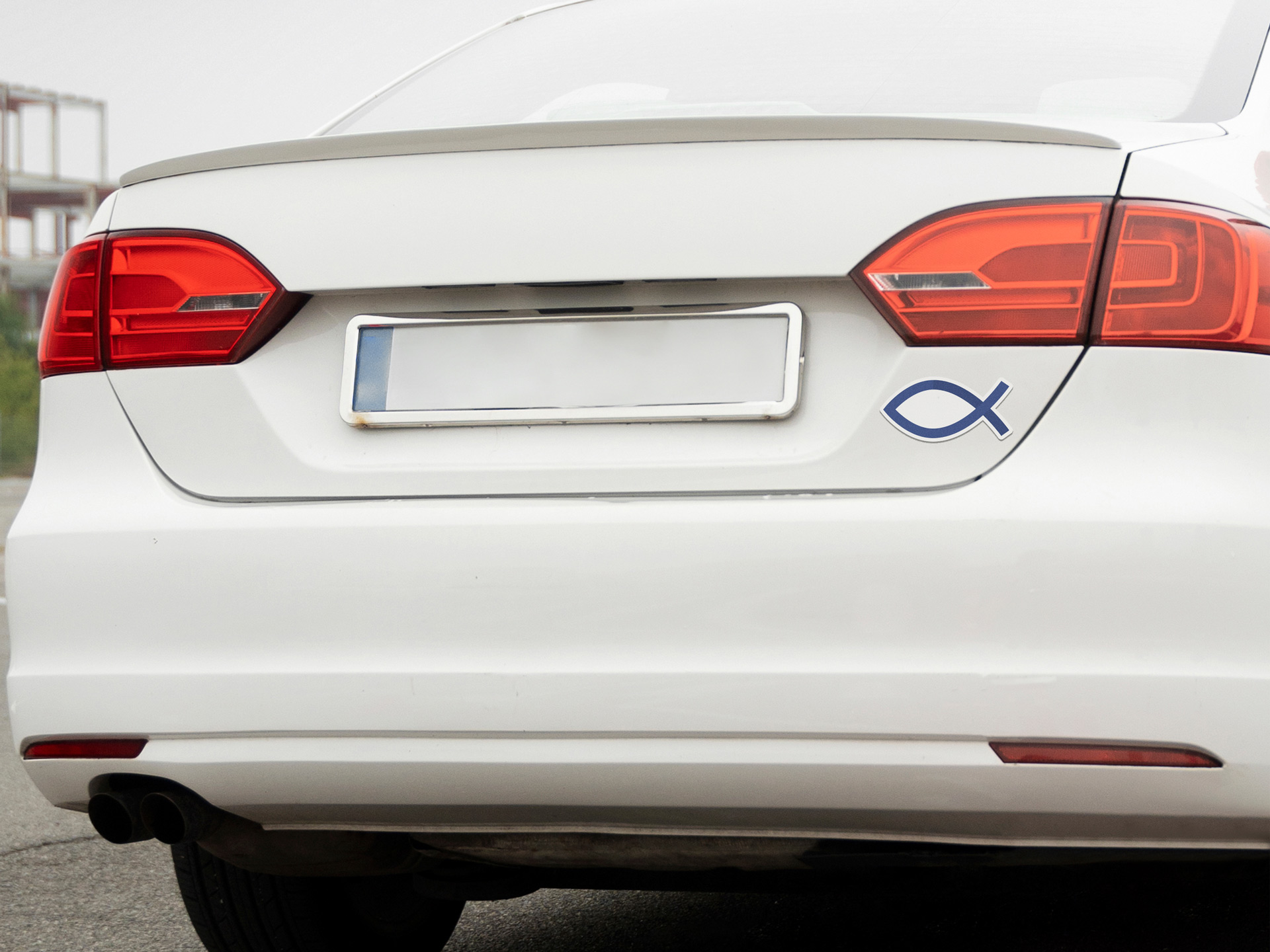 Religious bumper sticker representing the Christian fish symbol