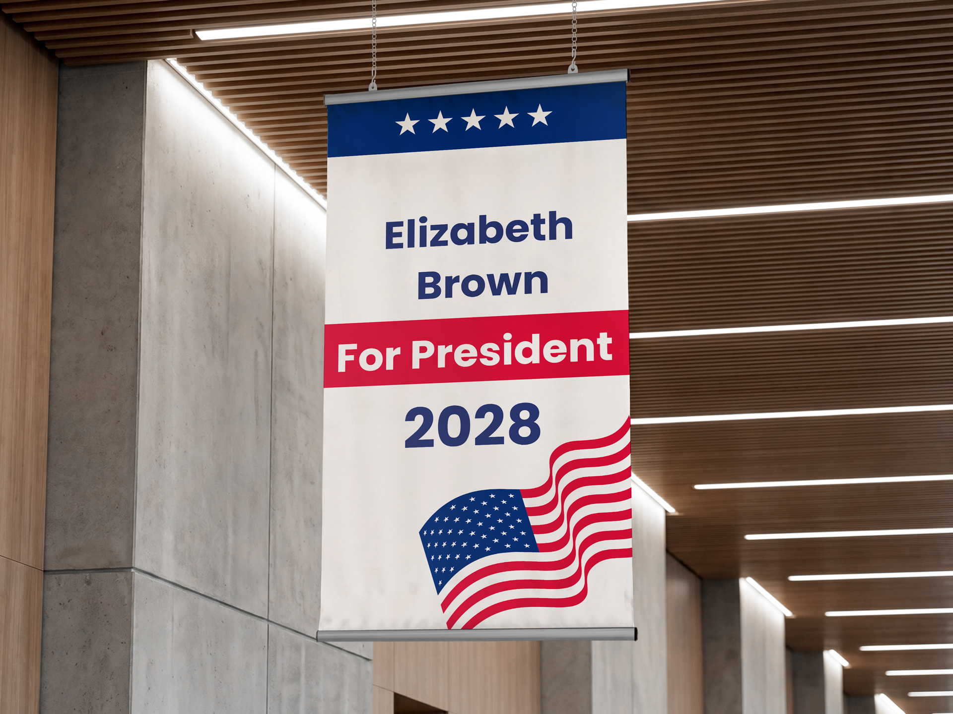 custom snap hanging poster promoting presidential election candidate