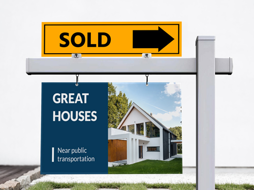 Great Houses real estate sign rider notifying interested buyers that a property has been sold.