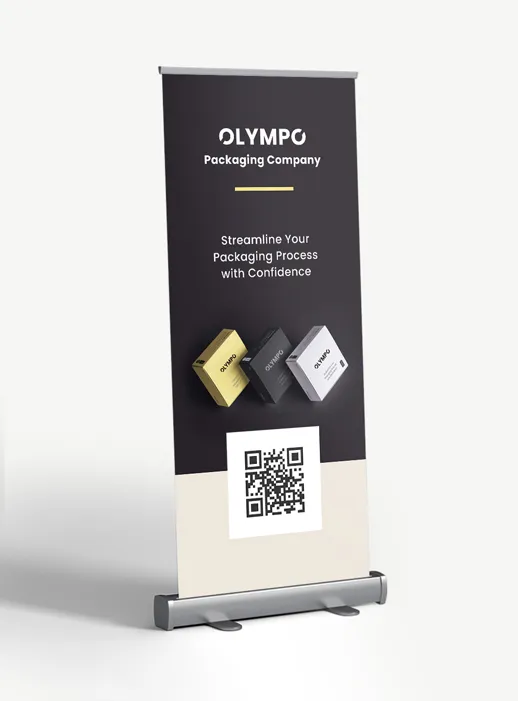 Standard retractable banners with advertising graphics