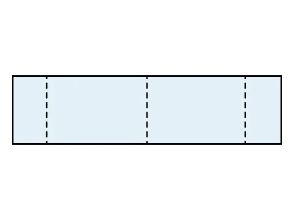 Rectangle divided into four equal sections by three vertical dashed lines.