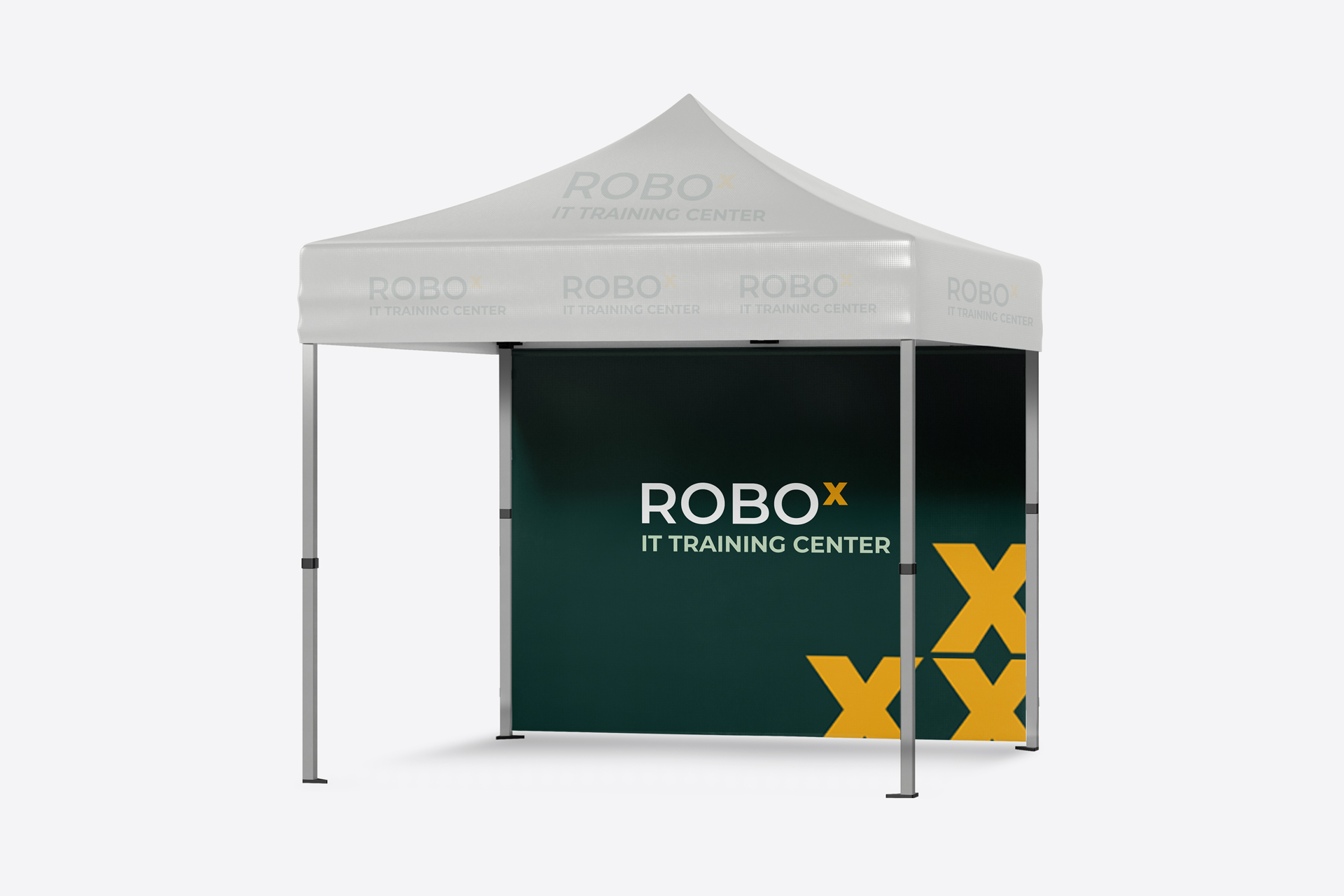 Tent banner with custom branding for outdoor events
