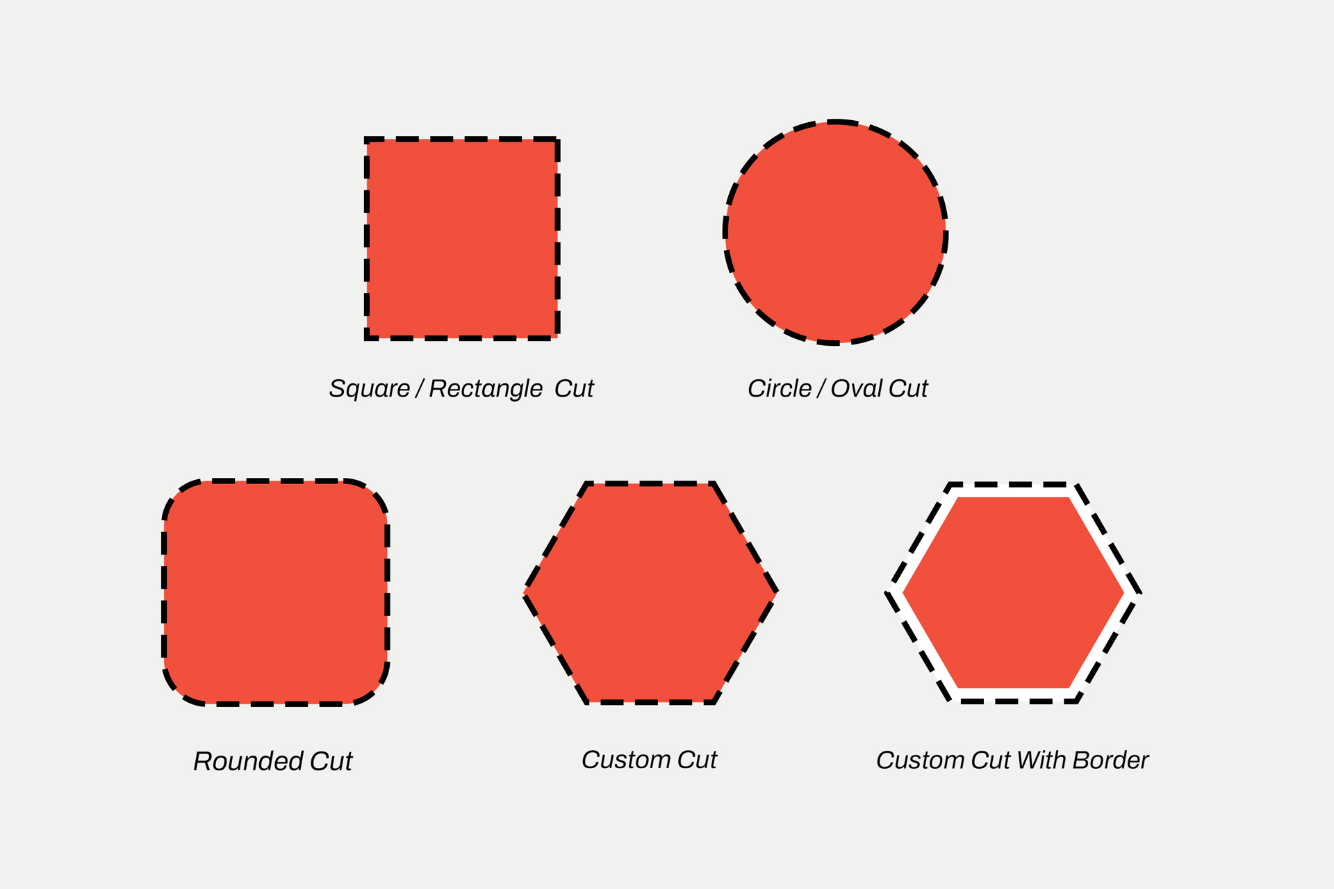 Different shapes of custom trailer decals.