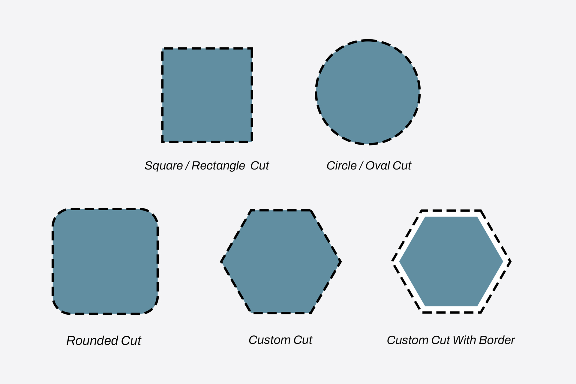 Standard, rounded, and custom shapes of truck decals