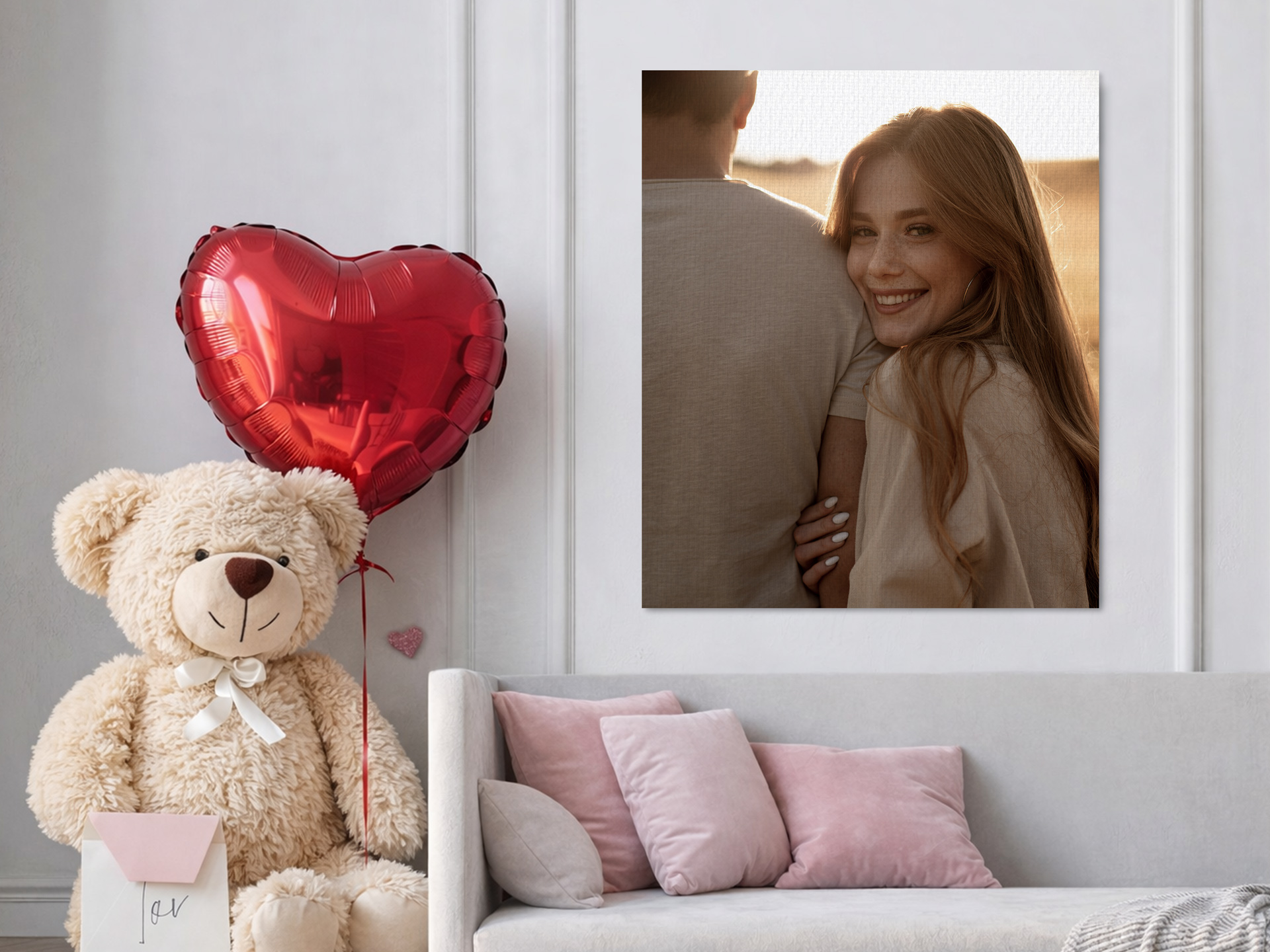 Valentine’s Day canvas wall art featuring romantic portrait