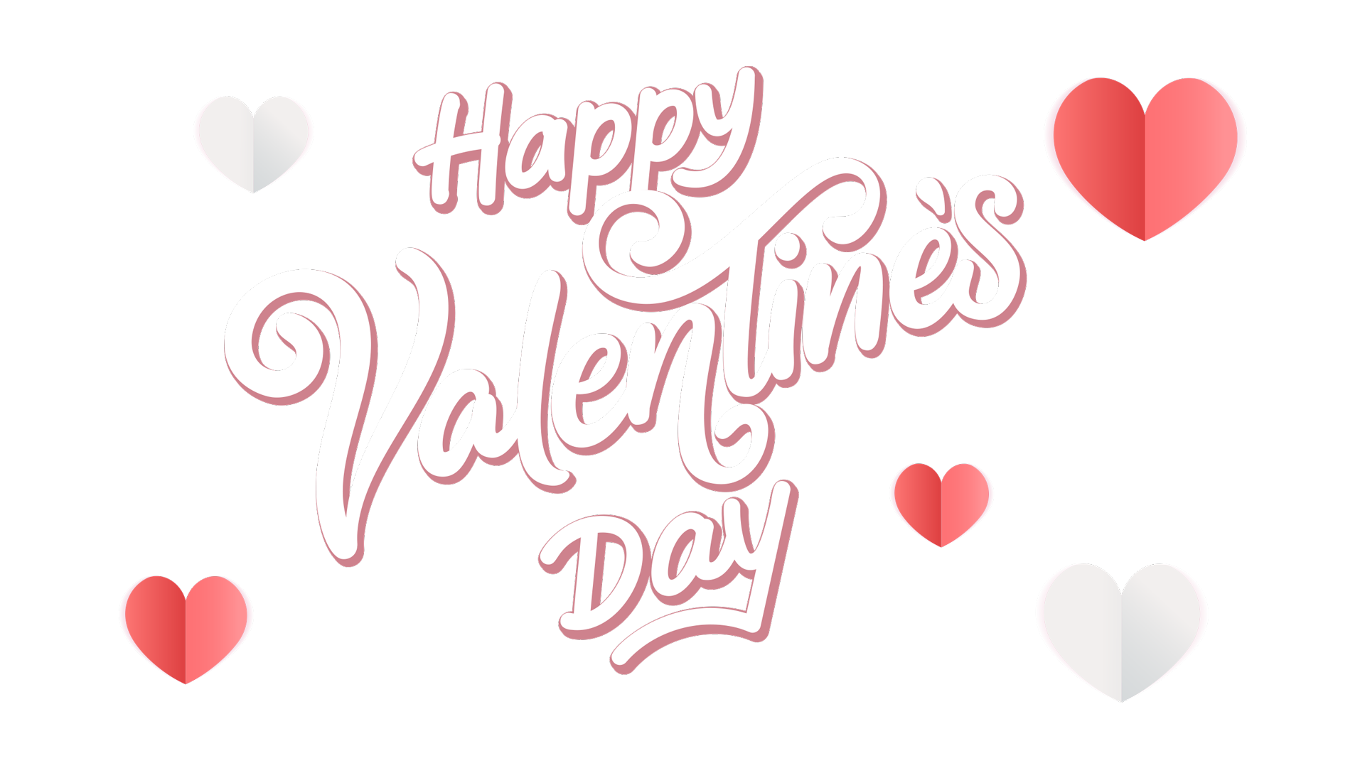 Happy Valentine’s Day sign with hearts on pink background