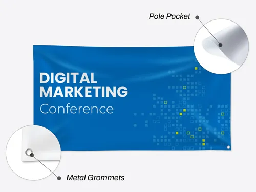 Custom banners with grommets, pole pockets and a versatile design for reusability