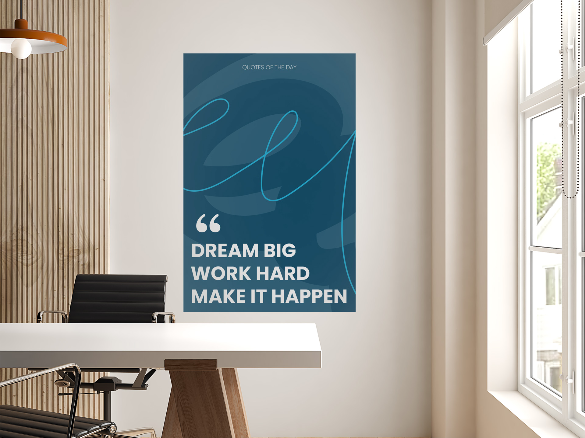 Dream Big wall art decal on a home office wall