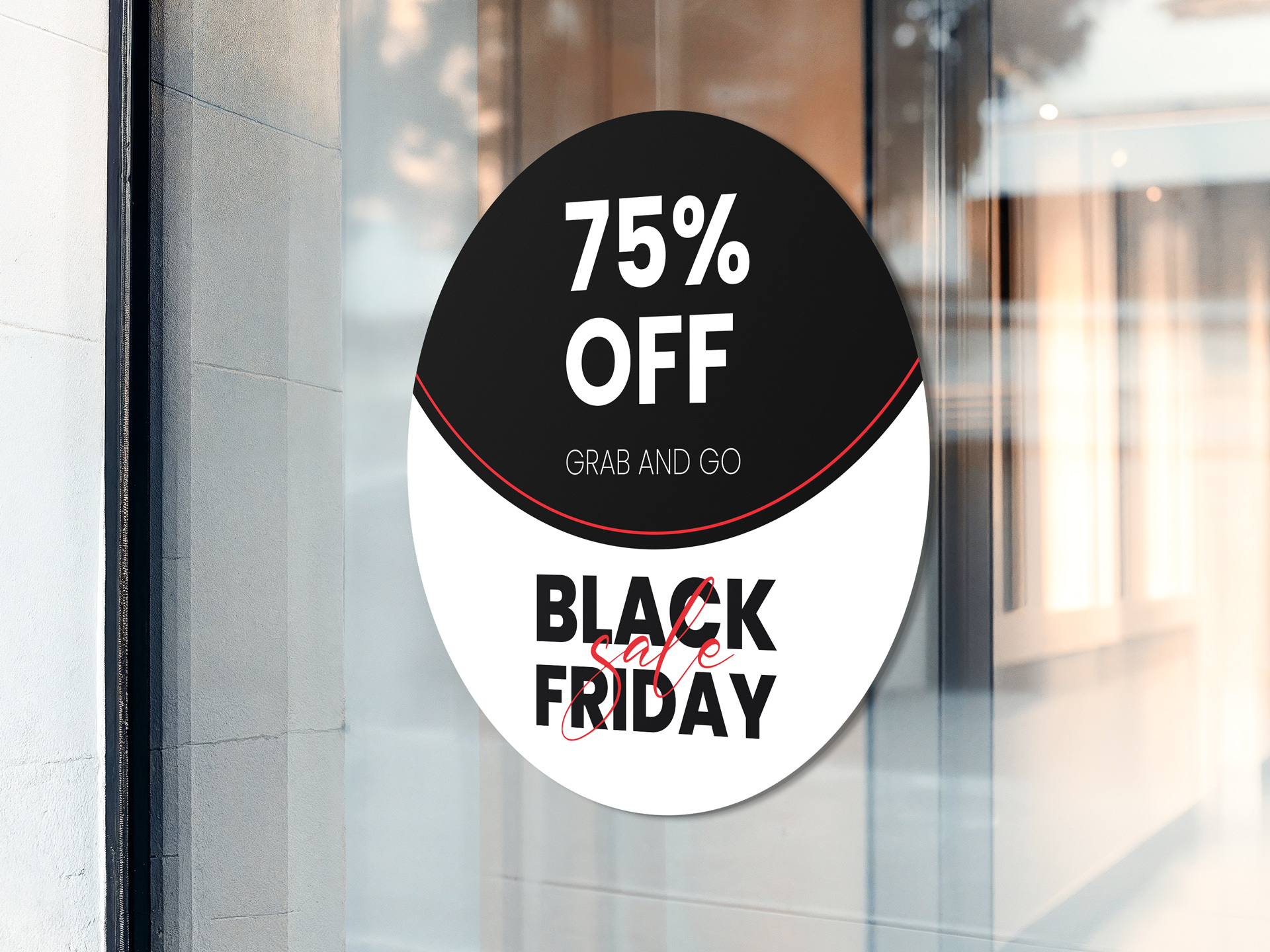 promotional window cling displaying Black Friday Sale announcement