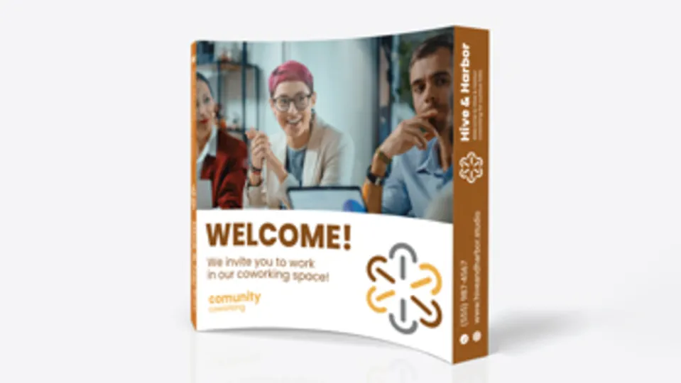 Curved Pop Up Display for a Coworking Space