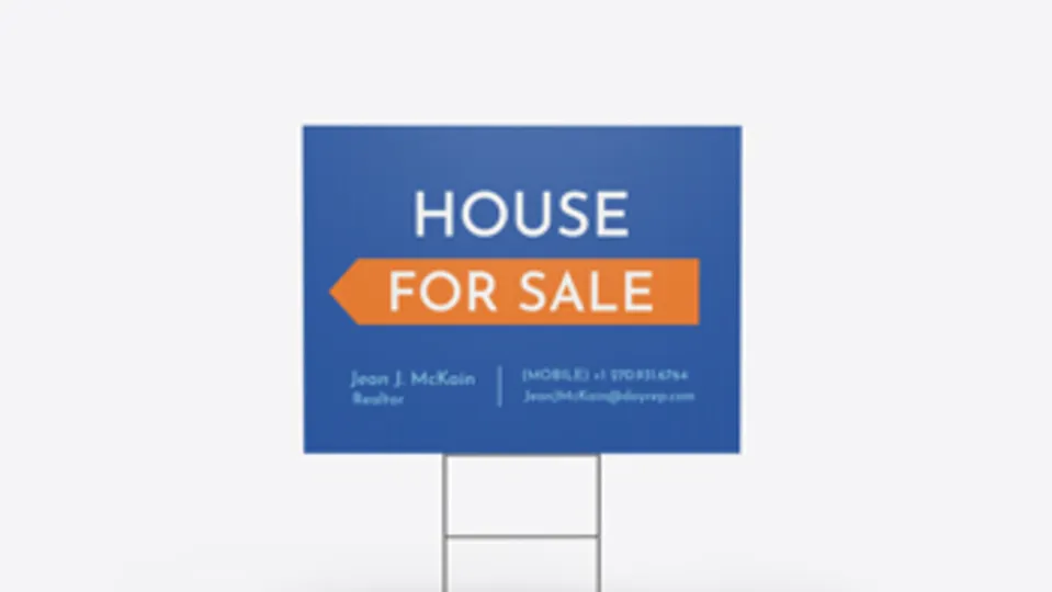 House for Sale Yard Sign in Blue and Orange