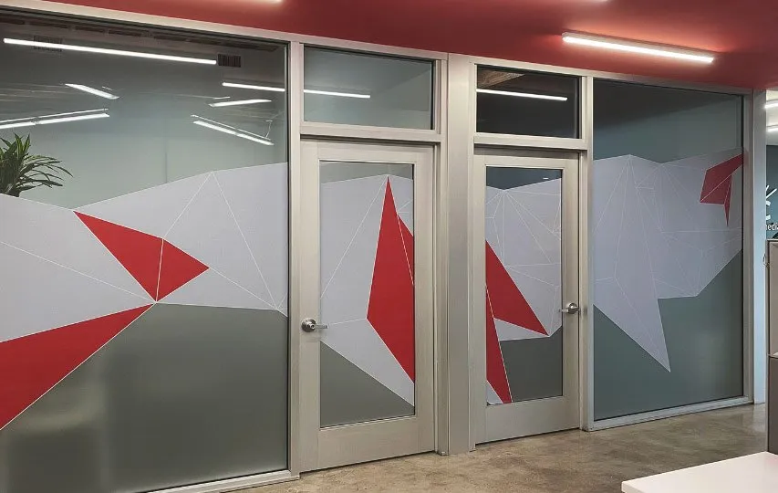 Office interior frosted window decals