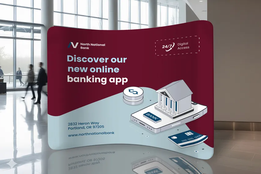 Banking App Curved Tension Fabric Display