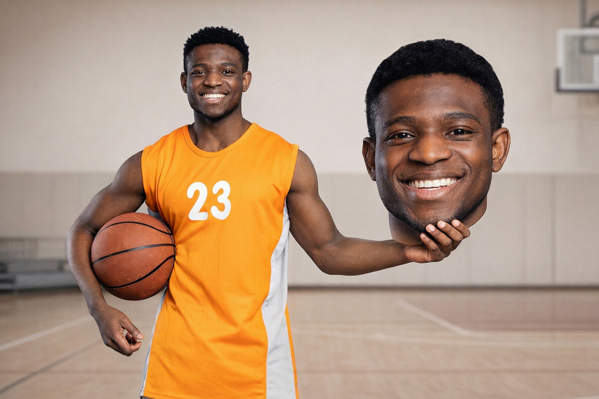 Basketball Player with Big Head Cutout