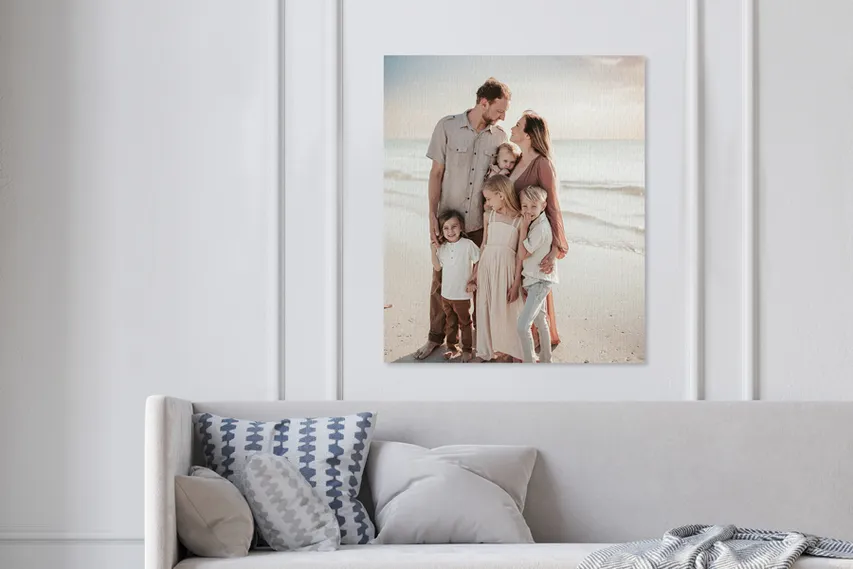 Beach Family Portrait Wrapped Canvas Print
