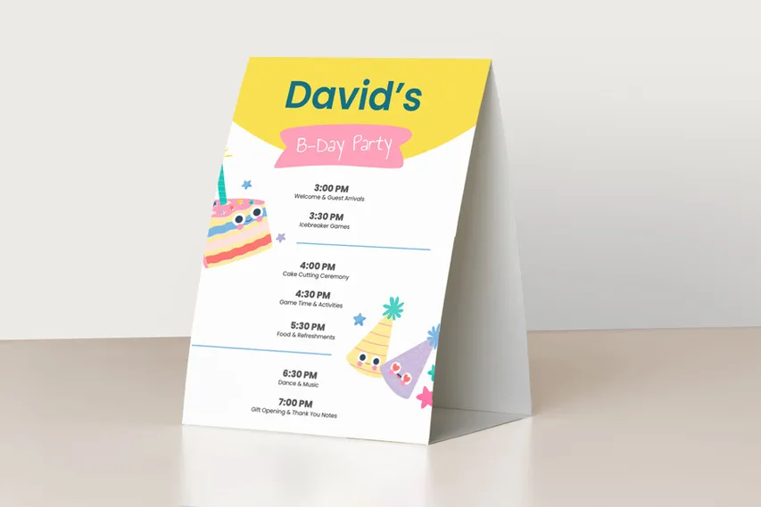 Birthday Party Table Tent