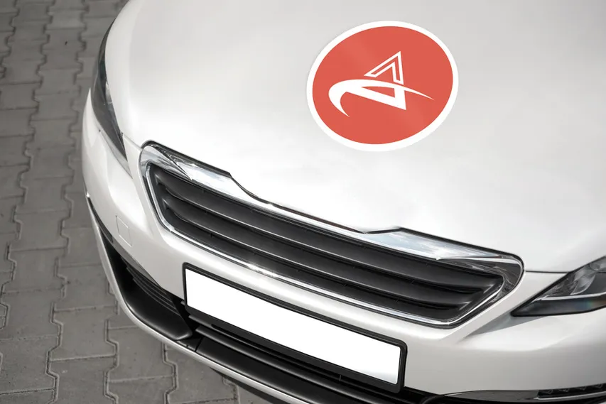 Branding Hood Decal With Red Logo