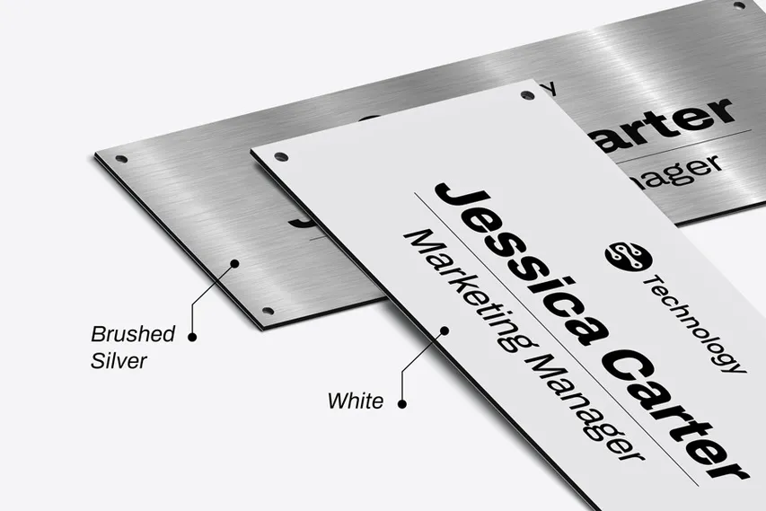 Brushed Silver And White Dibond Signs