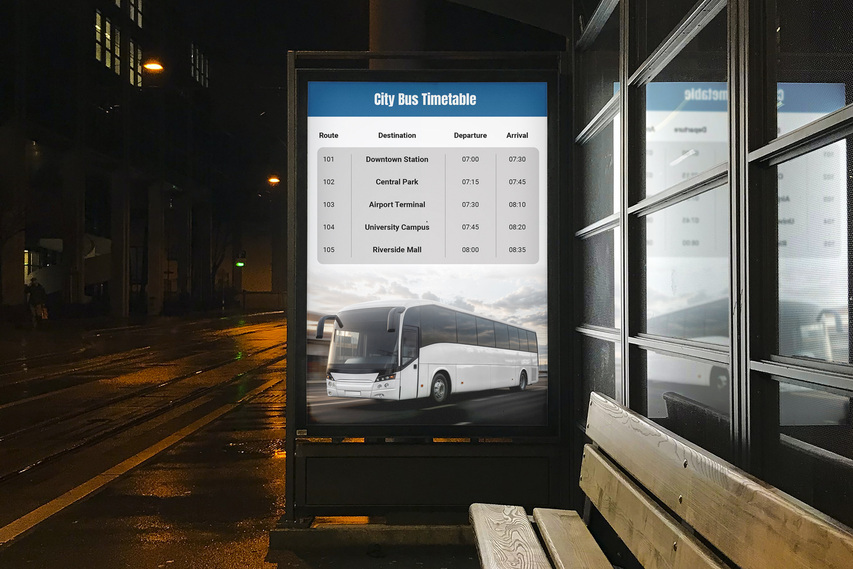 Bus station backlit poster printing